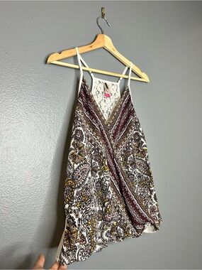Paisley Boho Tribal Surplice Cami - White, Burgundy, Yellow xxl
